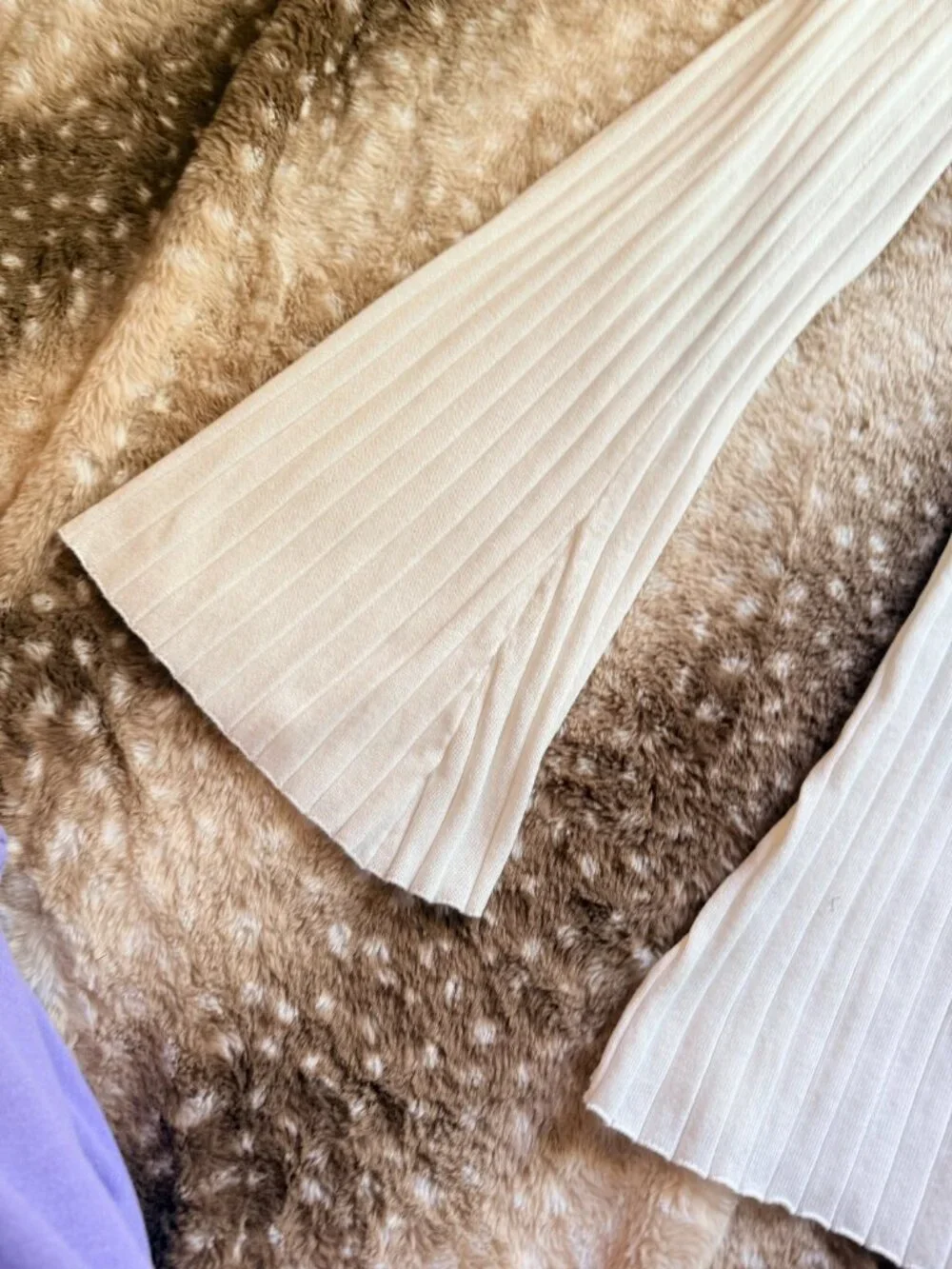 Size S White Ribbed Knit Tank & Wide Leg Sweater Lounge Pant Set
